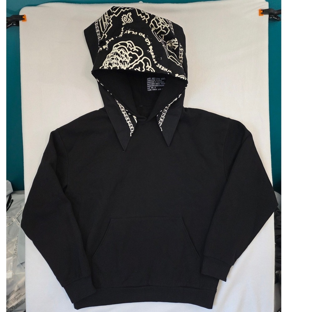 Hue Arcadia Creative Utopia Hoodie XL Black Bandana Graphic Streetwear Goth Y2K